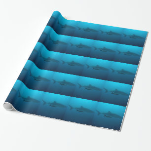 Sharks Fish Ocean Water Tropical Beach Peace Love Wrapping Paper