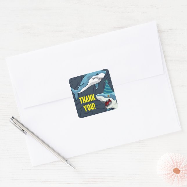 Sharks in Disguise Child Birthday Square Sticker (Envelope)