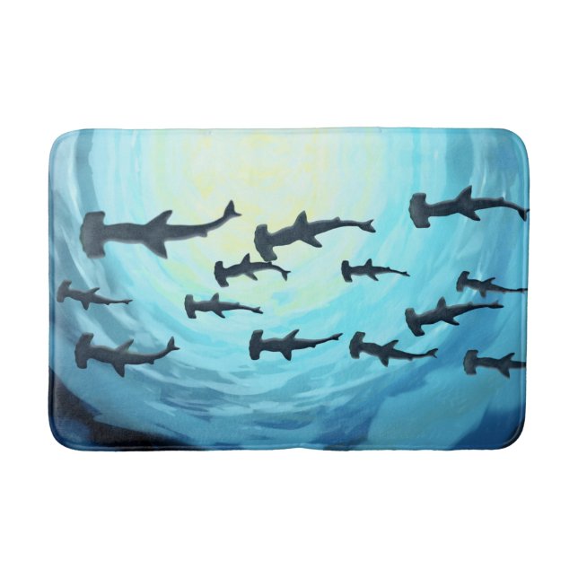 Sharks in Silhouette with Sun Ball Bath Mat (Front)