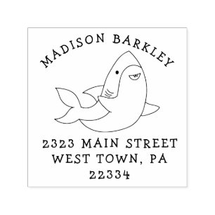 Sharks Kid's Cute Kawaii Return Address Stamp