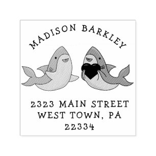 Sharks Kid's Cute Kawaii  Return Address Stamp