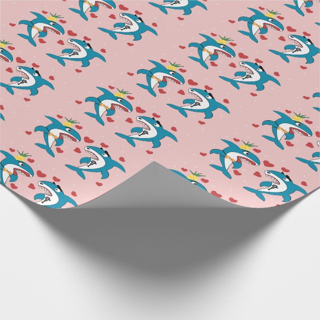 Sharks Love Wrapping Paper (Corner)