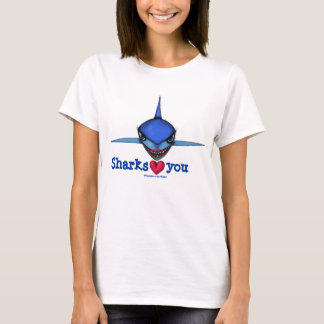 Sharks love you cartoon art funny t-shirt design