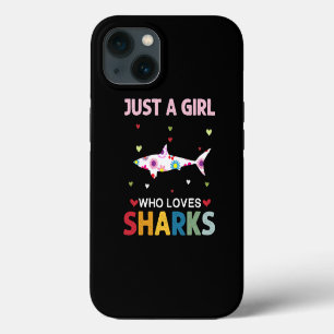 Sharks Lover Just a Girl Who Loves Sharks Daisy Fl iPhone 13 Case