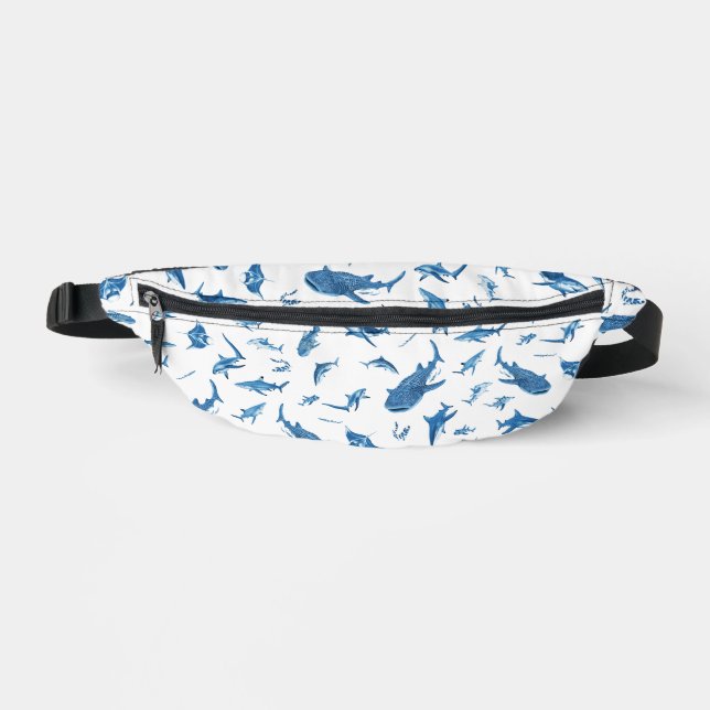 Sharks & Manta Rays｜Ocean Art Design Bum Bags (Front)