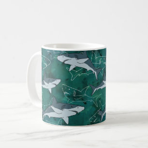 Sharks, marine,sea, fish, predator, animal, jaws, coffee mug