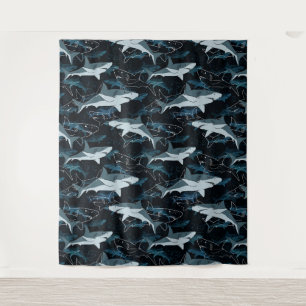 Sharks, marine,sea, fish, predator, animal, jaws, tapestry