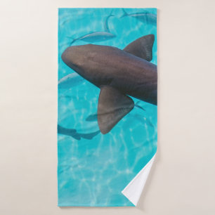 SHARKS ON BODY OF WATER BATH TOWEL
