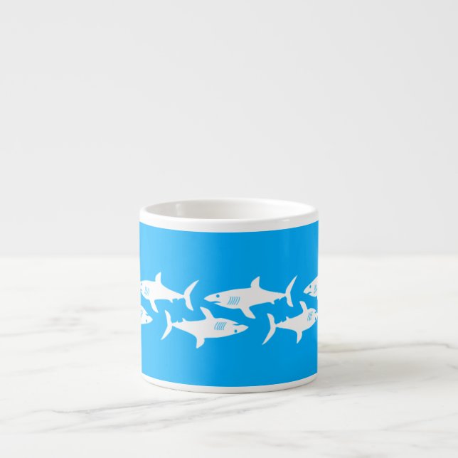 Sharks on Turquoise Espresso Cup (Front)