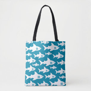 Sharks pattern design tote bag