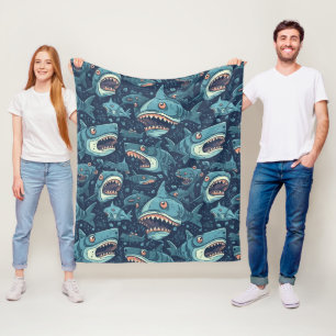 Sharks Pattern Fleece Blanket
