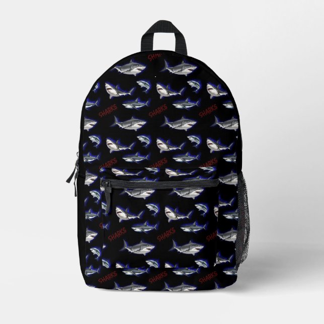 Sharks Printed Backpack (Front)