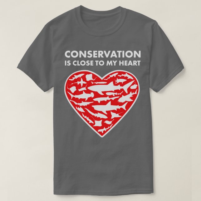 Sharks Rays Conservation Heart T-Shirt (Design Front)