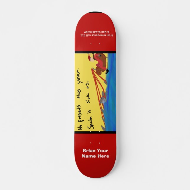 Sharks Santa Modern Derp Art Custom Skateboard (Front)