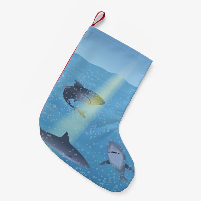 Sharks Small Christmas Stocking (Front (Hanging))