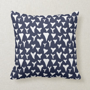 Sharks Teeth Blue and White Surfing Pattern Cushion