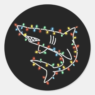 Sharks Tree Christmas Xmas Pet Animal Shark Lover Classic Round Sticker