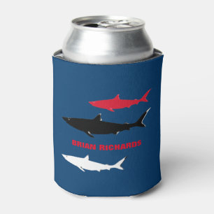 Sharks with his name, blue can cooler