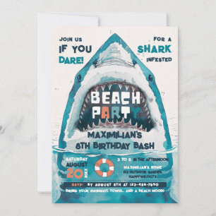 Sharktastic Summer BEACH Party Invitation