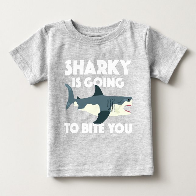 Sharky Is Going To Bite You Design - Baby Fine Jer Baby T-Shirt (Front)