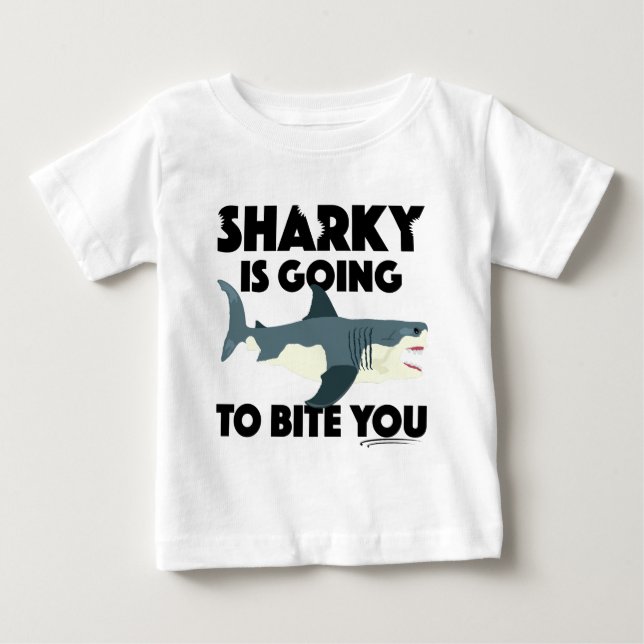 Sharky Is Going To Bite You Design - Baby Fine Jer T-Shirt (Front)