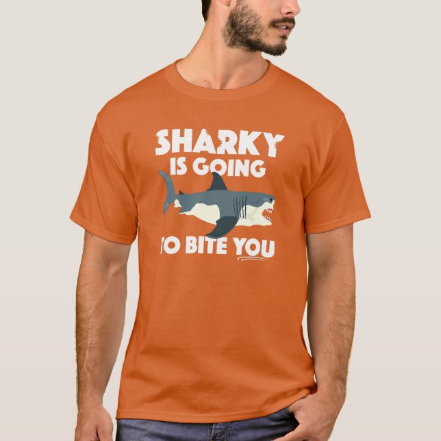 Sharky Is Going To Bite You Design - Basic Dark T- T-Shirt (Front)