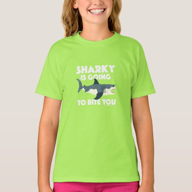 Sharky Is Going To Bite You Design - Girls' Basic  T-Shirt (Front)