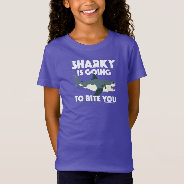 Sharky Is Going To Bite You Design - Girls' Fine J T-Shirt (Front)