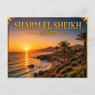 Sharm El Sheikh Egypt Golden Sunset Travel Memory Postcard