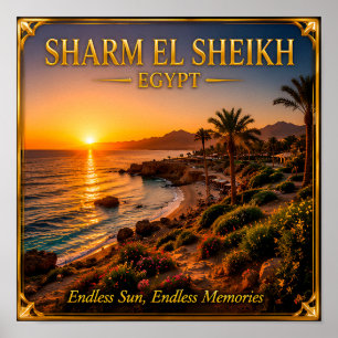 Sharm El Sheikh Egypt Golden Sunset Travel Memory Poster