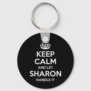 Sharon Keep Calm Personalised Name Funny Birthday Key Ring