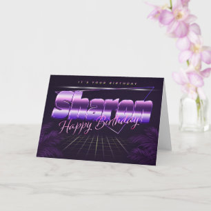 Sharon Name Vorname lila retro Karte Geburtstag Card