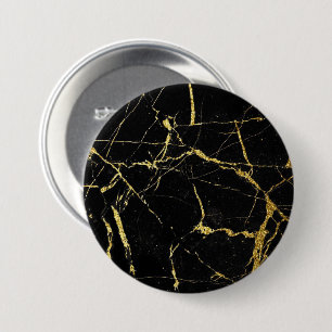 Sharp Black and Gold Marble 7.5 Cm Round Badge