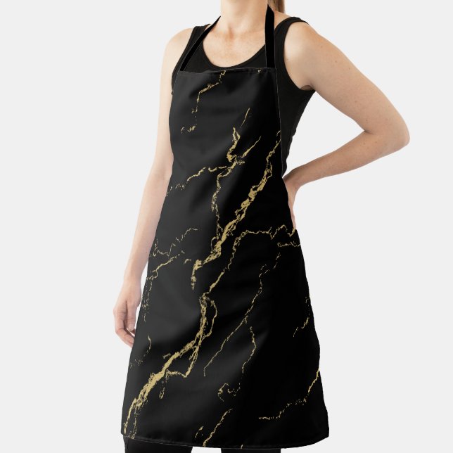 Sharp Black and Gold Marble Apron (Insitu)