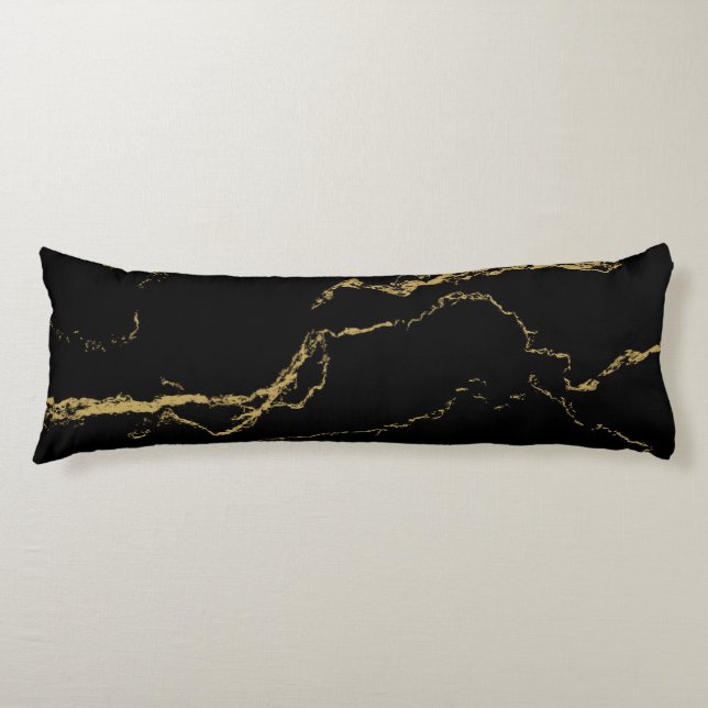 Sharp Black and Gold Marble Body Cushion (Front)