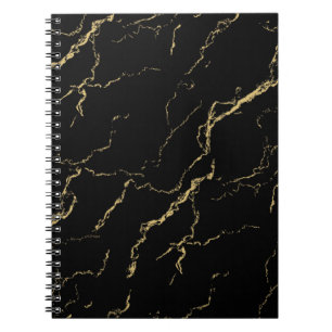 Sharp Black and Gold Marble Notebook