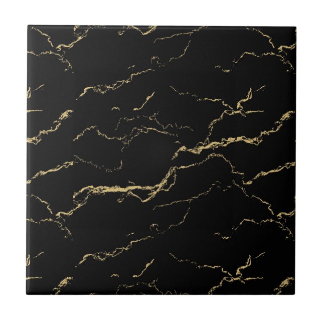 Sharp Black and Gold Marble Tile (Front)