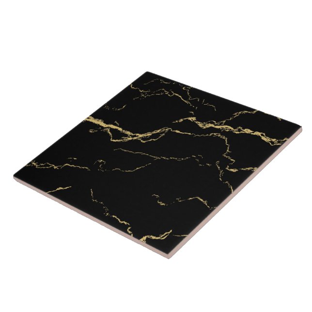 Sharp Black and Gold Marble Tile (Side)