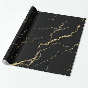 Sharp Black and Gold Marble Wrapping Paper