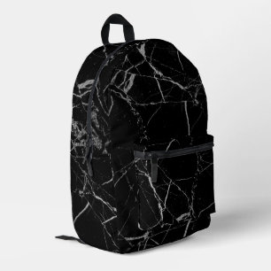 Sharp Black and Silver Marble Printed Backpack
