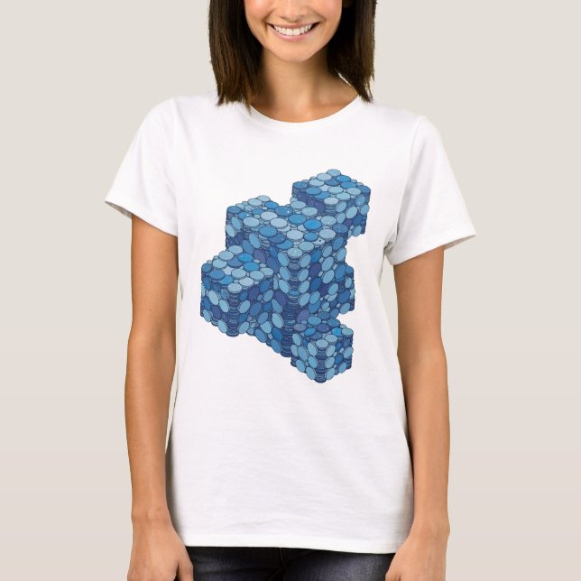 Sharp Blue BLUE COINS STAIRS Bold Design T-Shirt (Front)
