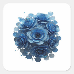 Sharp Blue BLUE ROSES Sticker Print