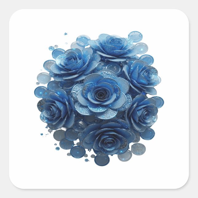 Sharp Blue BLUE ROSES Sticker Print (Front)