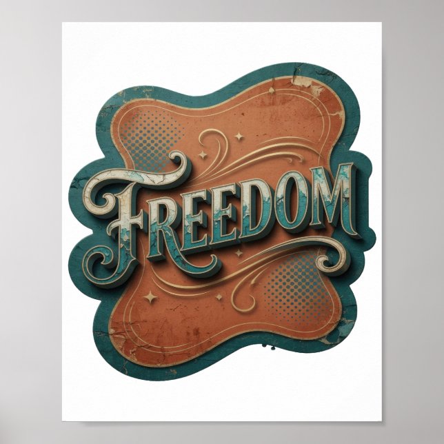 Sharp Blue FREEDOM Modern Design Poster (Front)