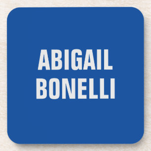 Sharp bold custom excellent minimalist name blue coaster