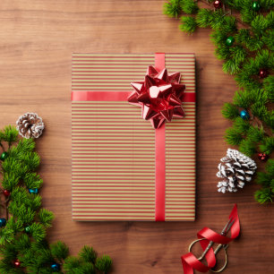 Sharp bold custom minimalist gold red color lines wrapping paper