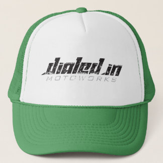 Sharp Distressed Dialled In Motoworks Logo Trucker Hat