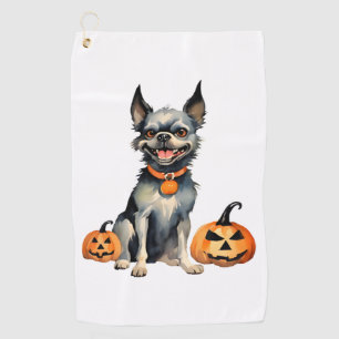Sharp Dog Guards Halloween Pumpkins Premium Golf Towel