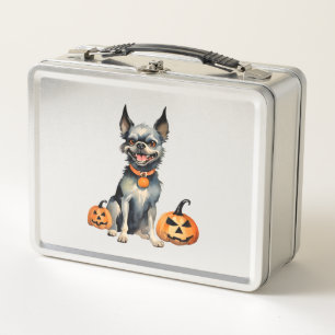Sharp Dog Guards Halloween Pumpkins Premium Metal Lunch Box