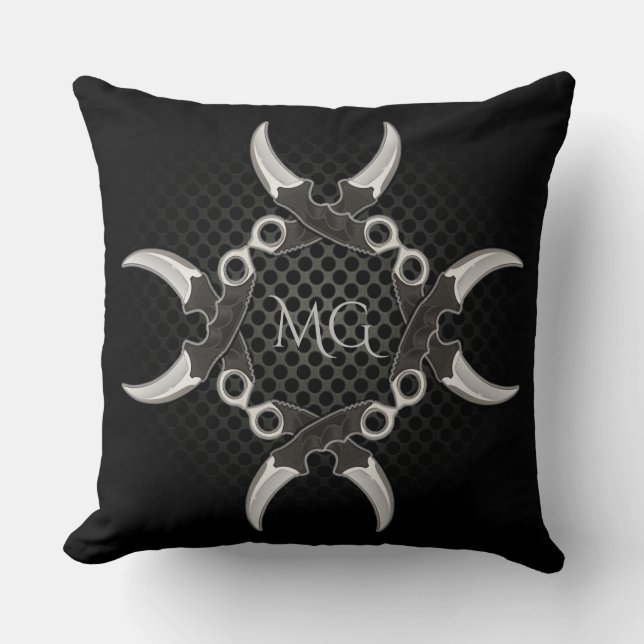 Sharp Edges Monogrammed Curved Blades Cushion (Front)